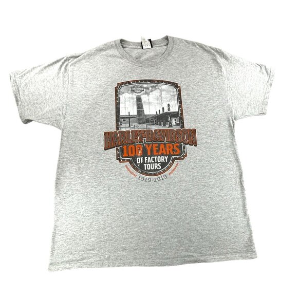 Harley Davidson 100 Years Factory Tours T-Shirt XL Gray 2019 - Picture 2 of 9